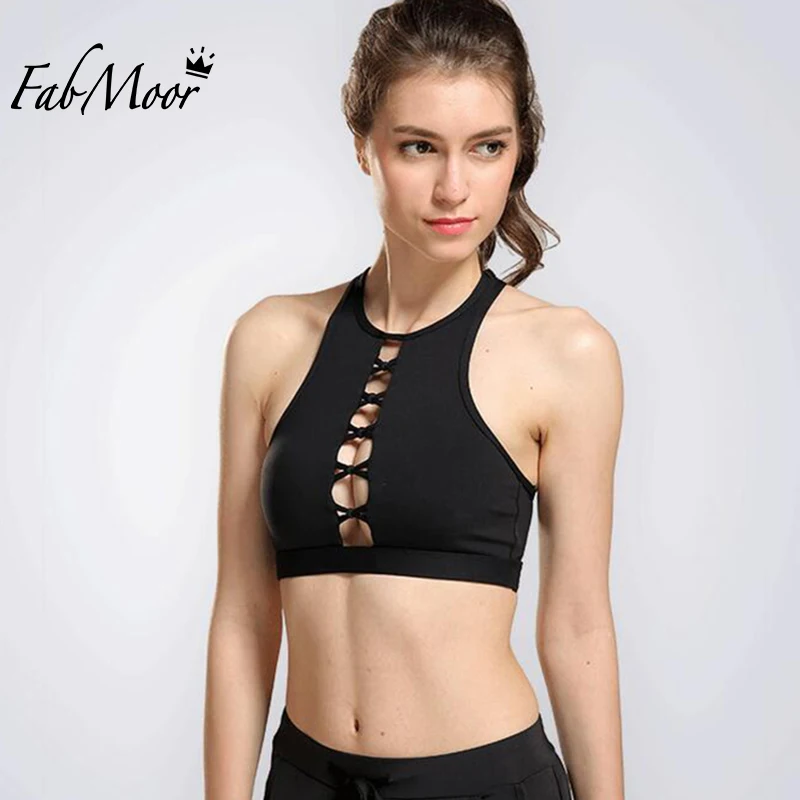 Cut front detail Sport bras women Yoga Pilates Weight room Sexy Gym