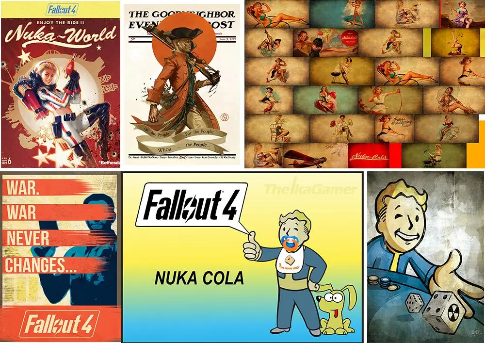 Настенные наклейки FALLOUT MO119 4 Плаката с прозрачным изображением украшение для