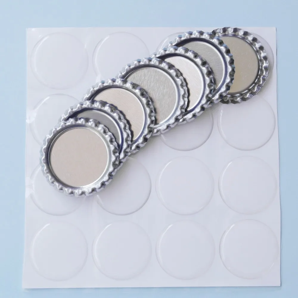 

100sets 1'' Flat Silver Bottle Caps Bottlecaps With Round Clear Epoxy Sticker For DIY Jewelry Crafts Hairbow Necklace Pendants