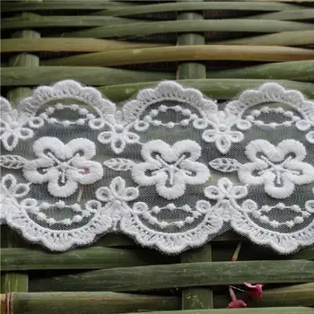 

YACKALASI 14 Yds Soft Tulle Cotton Embroidered Lace Trim DIY Garment Accessories 3D Floral Appliqued Lace Fabrics 6.5cm