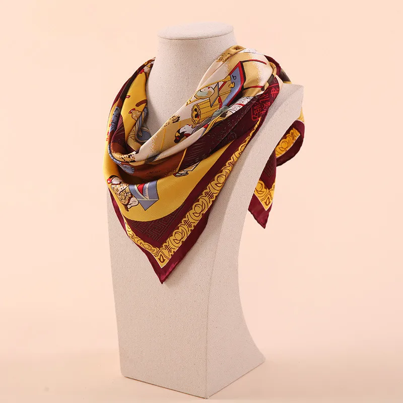 New style Women's scarves Chinese word printing 100 silk Square scarf