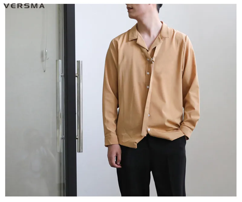 VERSMA 2018 корейский Harajuku Ulzzang BF пижамы шифон рубашки для мальчиков для мужчин женщин Весна с длинным рукавом Свободные пара рубашк