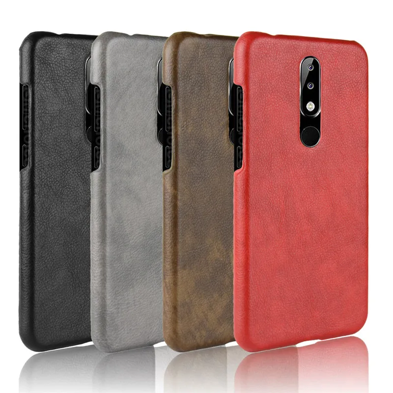 

For Nokia 5.1 Plus Case Luxury Ultra Slim Litchi Cover For Nokia 5.1 Plus 2018 Retro PC Shockproof Phone Cases