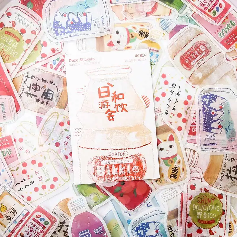 Mr. Бумаги 40 шт./упак. пуля журнал стикеров Скрапбукинг оставшиеся годы S для художественного оформления ногтей, ручная работа, ежедневник, дневник канцелярские наклейки - Цвет: Japanese Juice