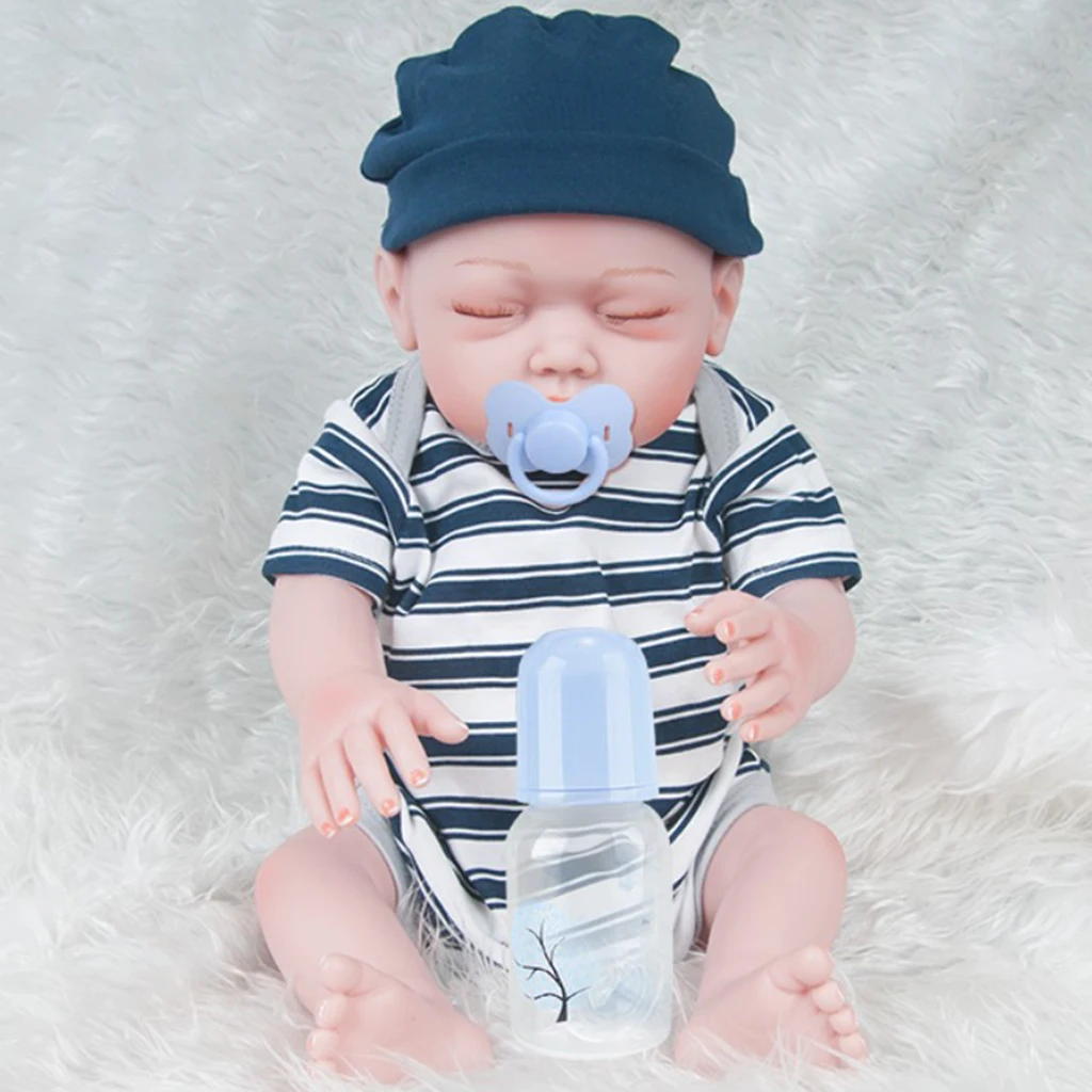 Realistic Infant Newborn Baby Boy Doll Handmade Baby Real Looking 20inch Reborn Infant Doll, Baby Boy Doll with Nursing Supplies