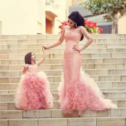 Очаровательные розовые платья для девочек с цветочным узором для свадьбы 2019 с круглым вырезом кружевное бра без рукавов праздничное