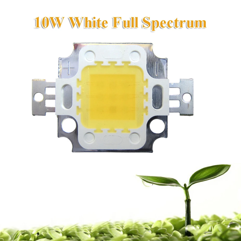 

1pcs 10W White Full Spectrum 45mil 380~780nm 900LM 9V ~ 12V 900mA ~ 1050mA SMD LED Part Diodes Chip DIY For Plant Grow Lights