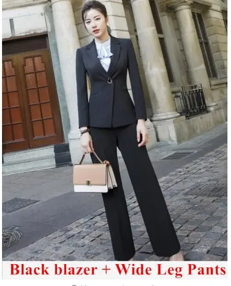 style2pantsuit Модные черные и белые брюки, костюмы для женщин, новинка, формальный бизнес стиль, длинный рукав, Тонкий Блейзер и брюки, Офисная Женская одежда для работы - Цвет: style2pantsuit
