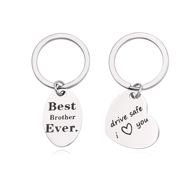 

Best Friend Keychain Stainless steel metal keyring For Men Laser Engraved Best Brother Ever Drive Save I Love You Car Key Ring
