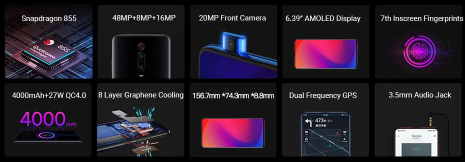 Глобальная версия Xiaomi Mi 9T Pro 6GB 64 GB/6 GB 128GB Смартфон Snapdragon 855 4000mAh 48MP с тремя камерами