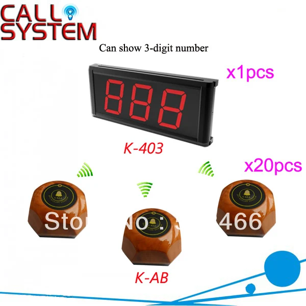 

Hot Sale Digital Pager System for Karaoke K-403+AB LED display 3-digit number and button can be personalized Shipping Free