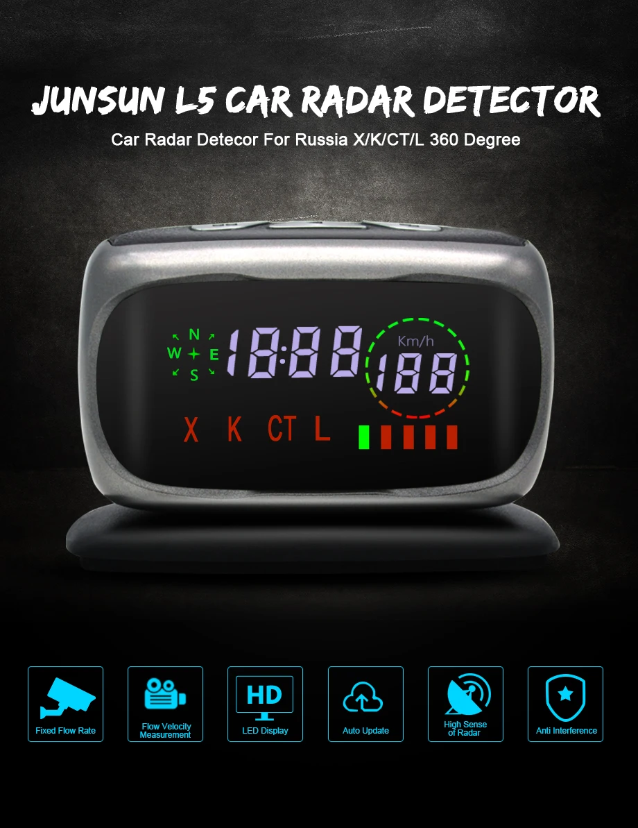 Detecteur De Radar Junsun Voiture Gps Detecteur Antiradar X K Ct L 360 Degres Detecteur De Vitesse De Police Detecteurs Anti Radar Automatiques Pour Russe Aliexpress