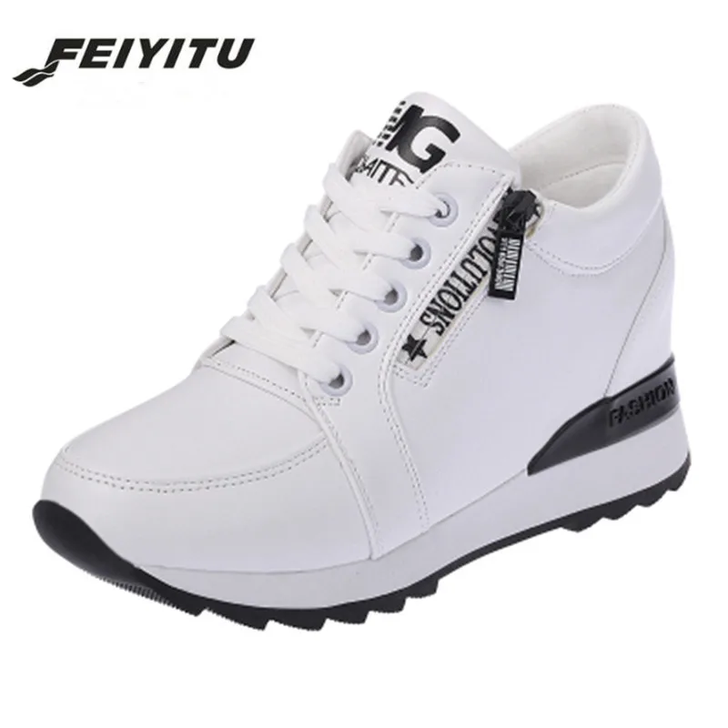 

FeiYiTu Women Sneakers 2018 New Breathable Female Zippers Shoes Woman White Black Ladies Shoes Tenis Feminino