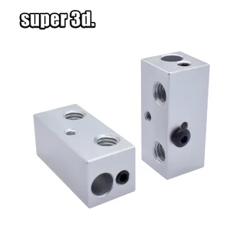

1/2pcs 3D printer 2 in 1 out aluminum Multi Color Extruder throat fixed Heating heat block for E3D I3 Printer