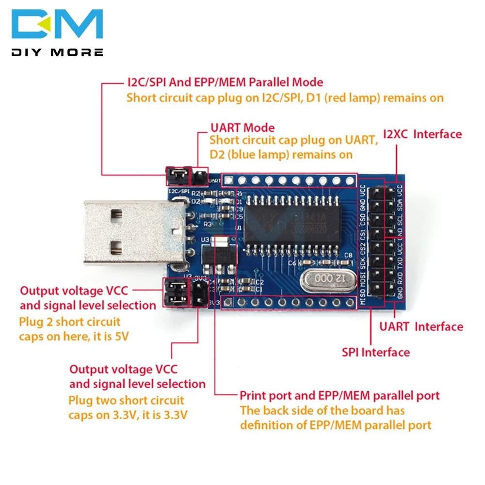 CH341A программист USB к UART IIC SPI IEC конвертер параллельный порт конвертер бортовой рабочий индикатор ламповый модуль