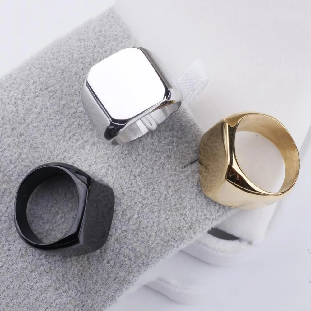 Customized Engraved Name Rings Stainless Steel Personalize Words Initials Letters Signet Ring For Men Women Wedding Gifts