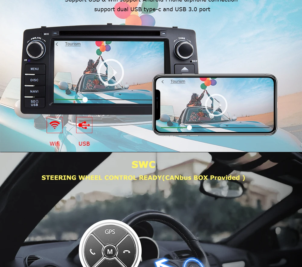 Perfect Josmile Android 9.0 2 Din Car Radio Car DVD Player For Toyota Corolla E120 BYD F3 2000 2003 2005 2006 Multimedia GPS Navigation 5