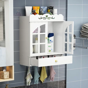 

Bathroom Cabinets Shelf Wall-mounted Perforated Toilet Vanity Wall-mounted Desktop Storage Rack Organizer LO515321
