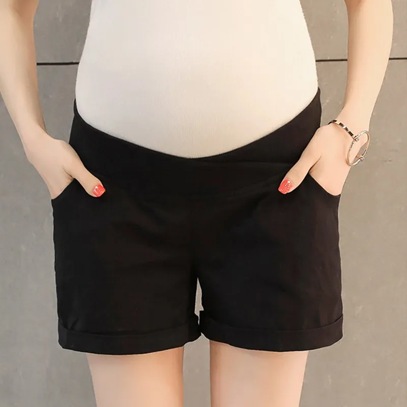 New Summer Maternity Shorts for Pregnant Women Low Waist Pregnancy Pants Cotton Linen Maternity
