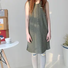 Женская Футболка С Длинным Платье Летние Новые Платья Женщины Harajuku Разрез Темно-Зеленый Полосатый Черный Кот Свободные Топы С Длинным