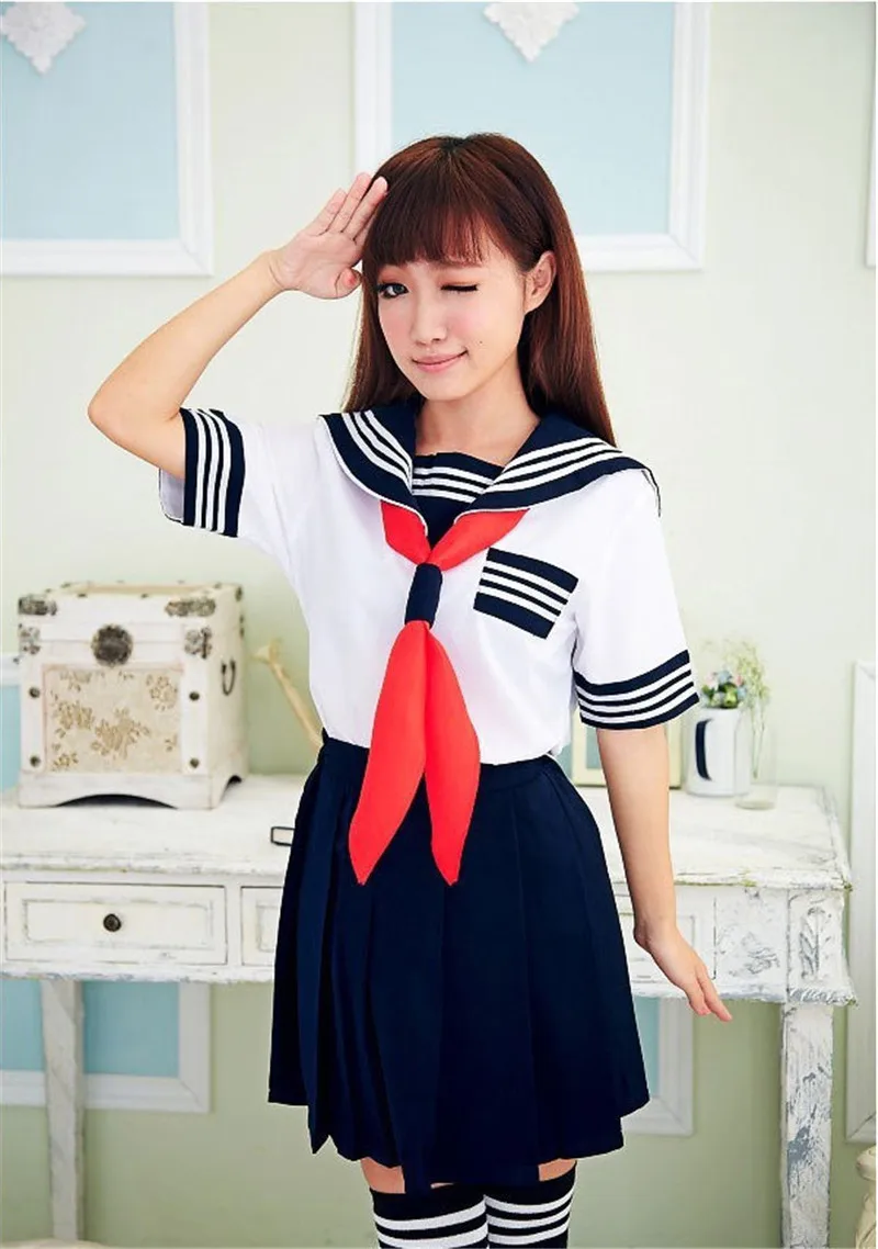 Японская школьная униформа моряка для девочек с длинными рукавами, Классическая школьная форма моряка морского флота, костюм средней школы U006