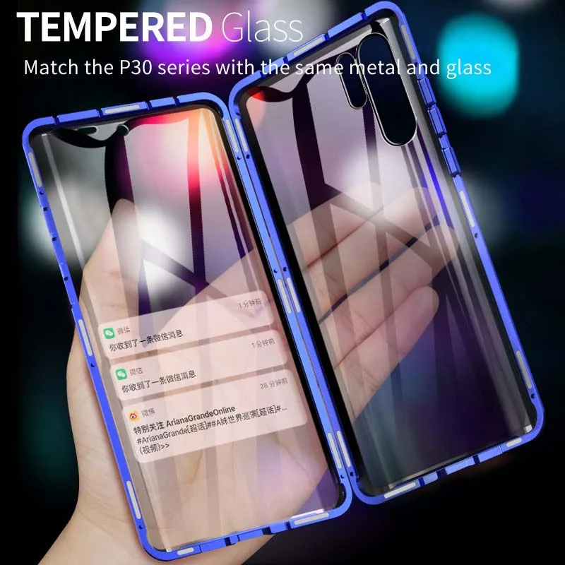 

Luxury Magnetic Case For Huawei Honor20 20pro 360 Front+Back Double-Sided 9H Tempered Glass Screen Metal Bumper Cover KS0253