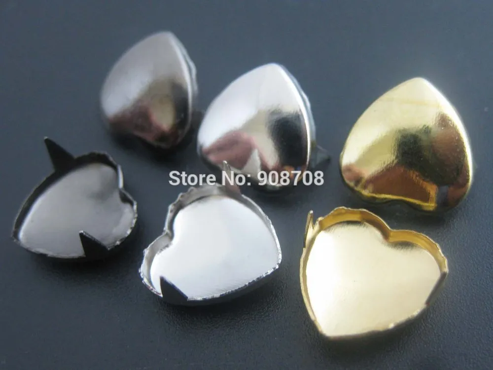 

120PCS Nickel/Gold/Gun Black Heart Stud Buttons Rivets Heart shape 12MM*12MM DIY Handmade Scrapbooking Decoration