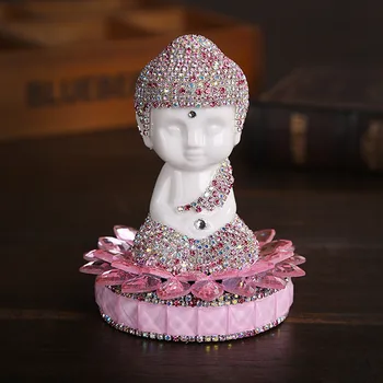 

High Grade Creative Diy Diamante Car Perfume Holder Ceramics Maitreya Buddha Statue Auspicious Sitting Tathagata Automotive Trim
