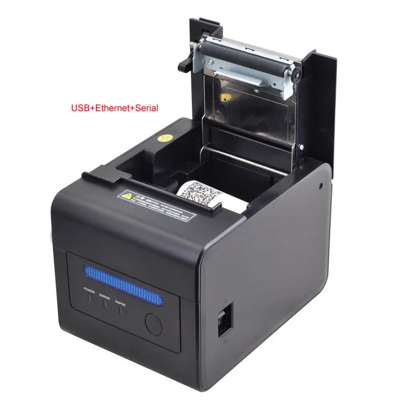 Дешево Высокая скорость 300 мм сек. Высокая стабильность кухонный принтер 80 мм автоматический резак USB + Ethernet + последовательный интерфейс POS принтер ...