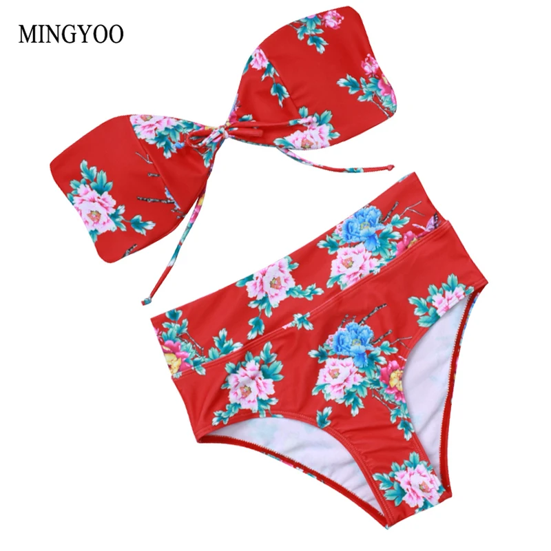 MINGYOO Floral Red Bandage Bikini Sexy Brazilian Bikinis Set Push Up