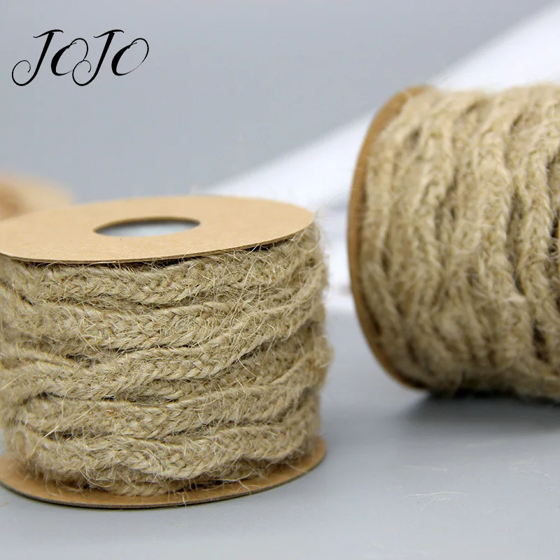 

JOJO BOWS 6mm 5m Hemp Rope Ribbon Jute Burlap Roll Webbing For Needlework DIY Craft Supplies Gift Box Wrapping Home Decoration