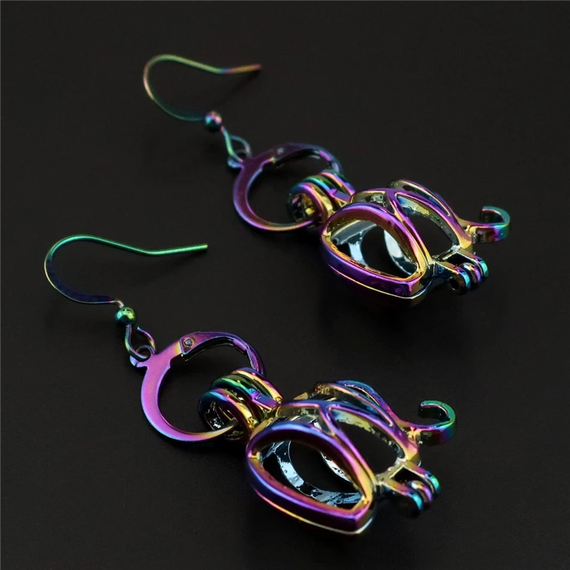 Hot C E102 Rainbow Drop Earrings Elephant Cage Oyster C E102 Rainbow Drop Earrings Elephant Cage Oyster Pearl Dangle Hook For Women Diy Locket Jewelry