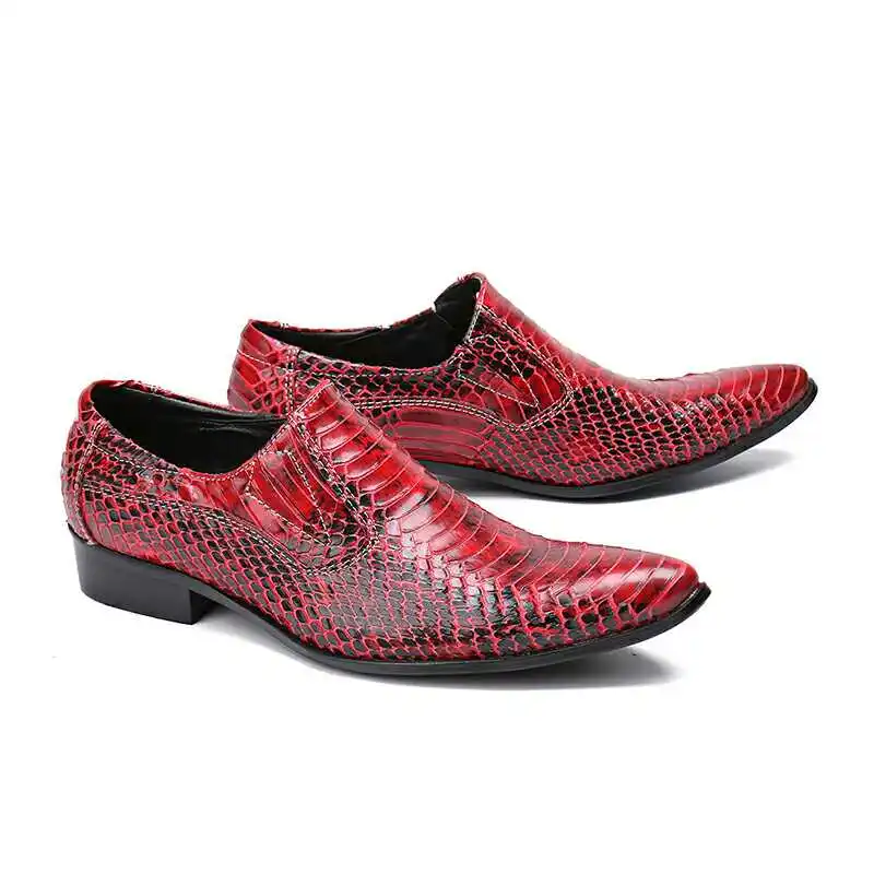 Черный, красный, белый цвета Для мужчин реального Кожаные модельные туфли свадебные оксфорды обувь без застежки весна-осень мужской