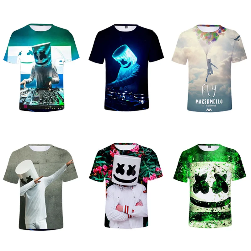 

DLF 4-20 2019 Newest Mask DJ Marshmello T Shirts for Kids 3D Print Cool Funny T-Shirt Teenagers Boys Short Sleeve Summer Tops