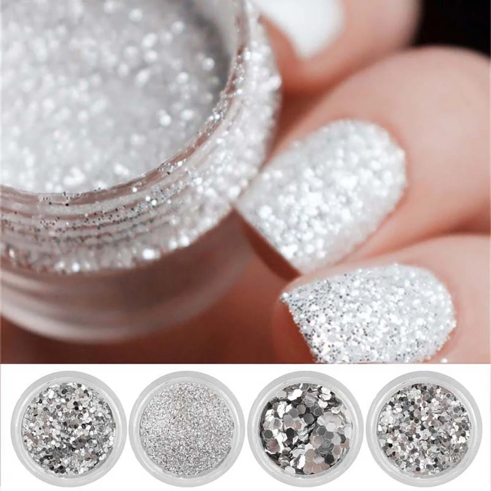 

10ml high-flash diamond super bright nail powder nail manicure nail tool white silver sequin nail powder
