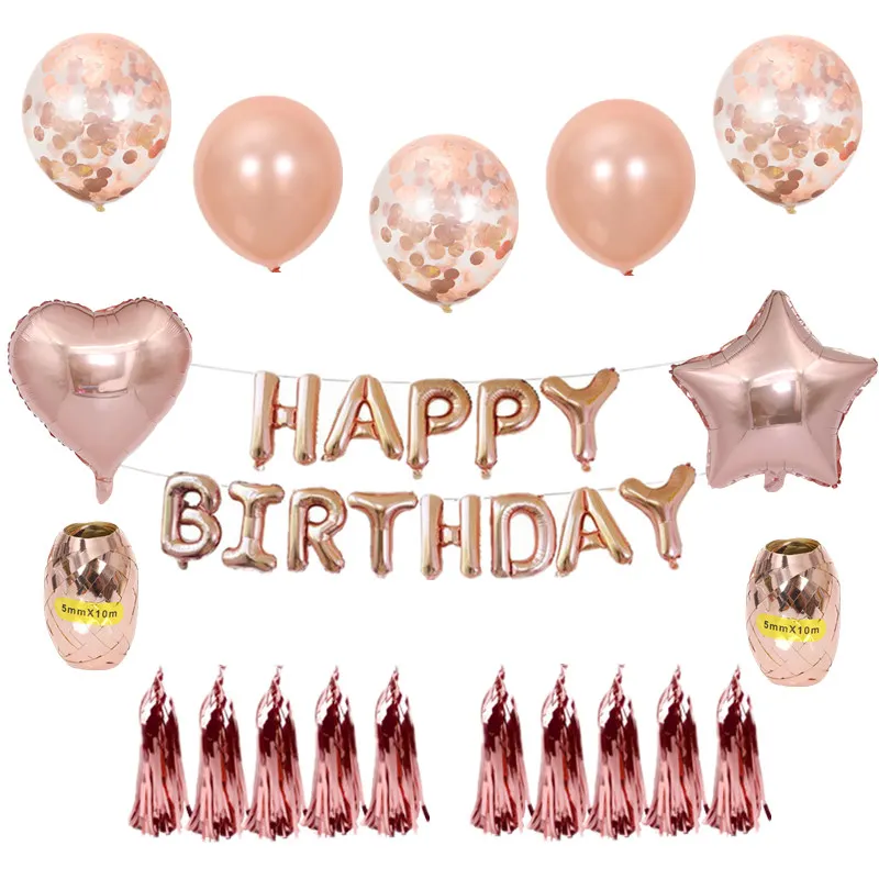 1 set Rose Gold Confetti Balloons Number Foil Balloons DIY Wedding Decoration Adults Birthday Party Favors Balloon Accessories