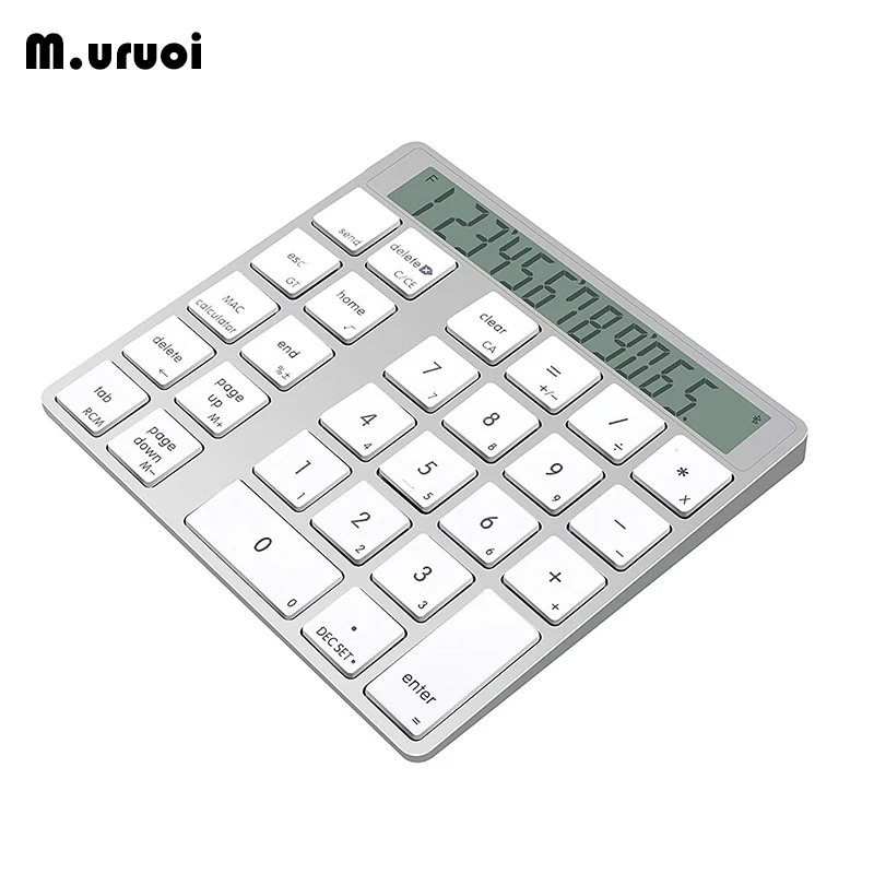 

M.uruoi Wireless Digital Keyboard Bluetooth 28 Keys Magic Keypad 2-in-1 Aluminum Calculator for Macs and PCs Built in Batteries
