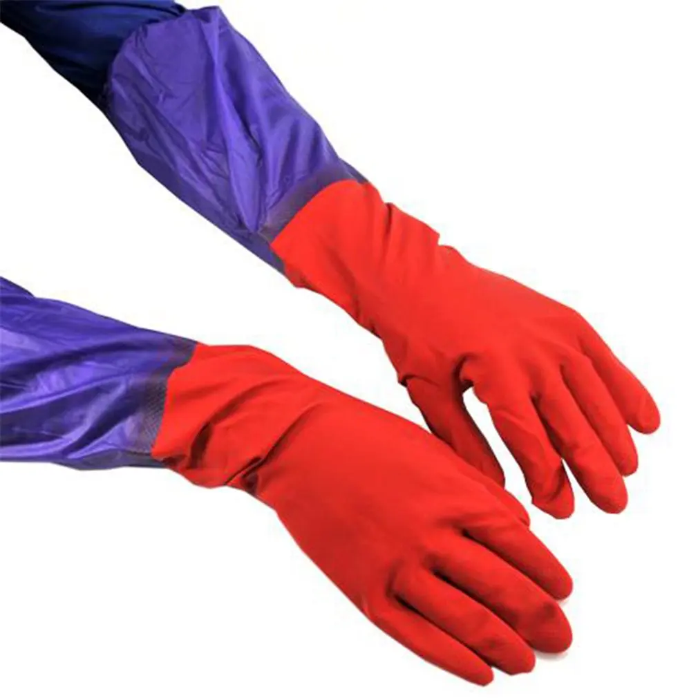1 Pair Household Kitchen Dish Washing Gloves Laundry Gloves Long Thick