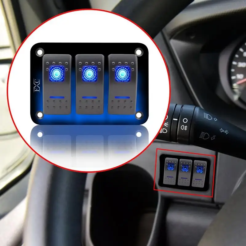 12V-24V-3-Gang-Dual-LED-Light-Rocker-Switch-Panel-Bar-Car-Caravan-Boat-Rv-Blue