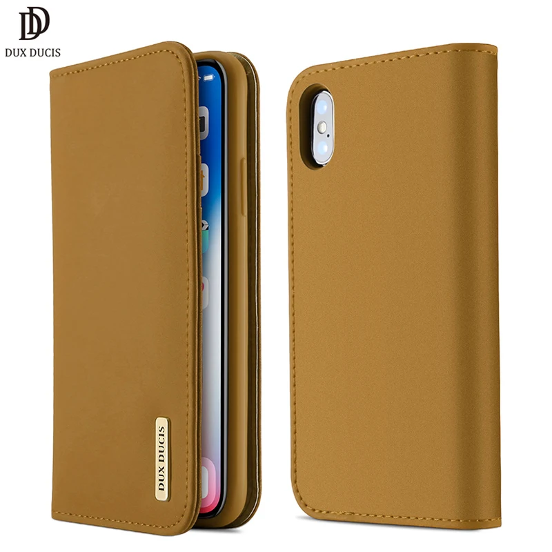 

Genuine Leather Case DUX DUCIS For iPhone X Vintage Smart Real Leather Flip Wallet Phone Case for iPhone X 10 Stand Card Covers
