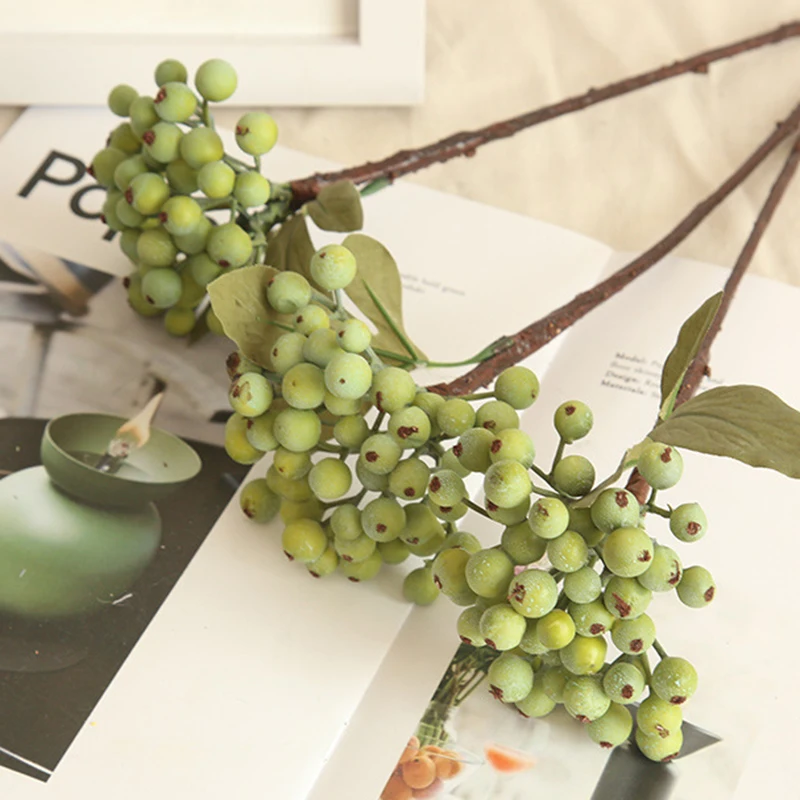 

29CM artificial berry green bean foam flowers home decor small fake flowers bacca fruit branch decoration accessories fake plant