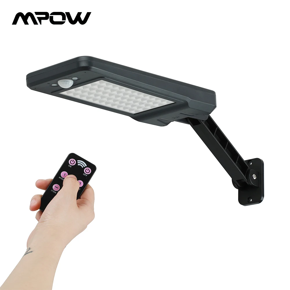 

2 Pack Mpow 60 LED Led Solar Lamp Garden 900LM Light Outdoor Waterproof Wall Two Angles Rotable Pole Solar Motion Sensor Light