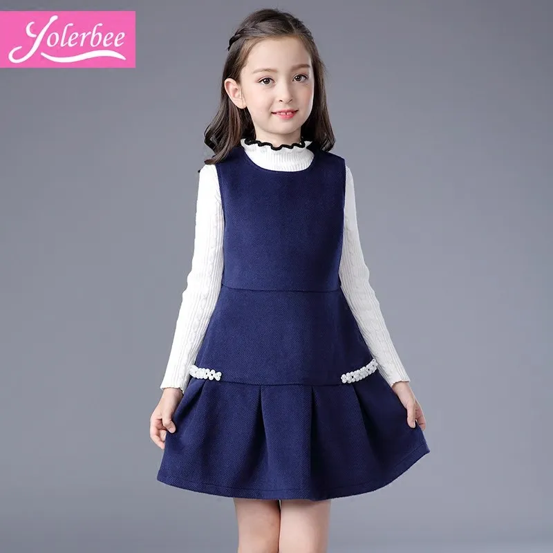 Autumn Winter Girls Clothes Vest Wool Girls Dress Baby Girls School Princess Dress vestido 3 12