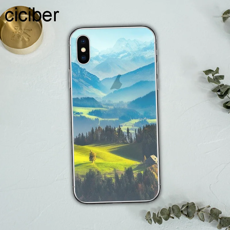 ciciber Landscape Scenery Ocean Sunset Soft Silicon Phone Cases Cover For iPhone Case 7 6 8 6s Plus 5S X XS Max XR Starry Sky