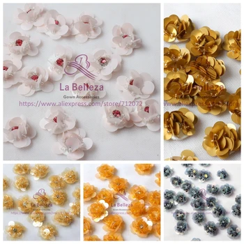 

La Belleza 5 colours pearls/rhinestones 3D flowers 2cm diameter 20PC/lot