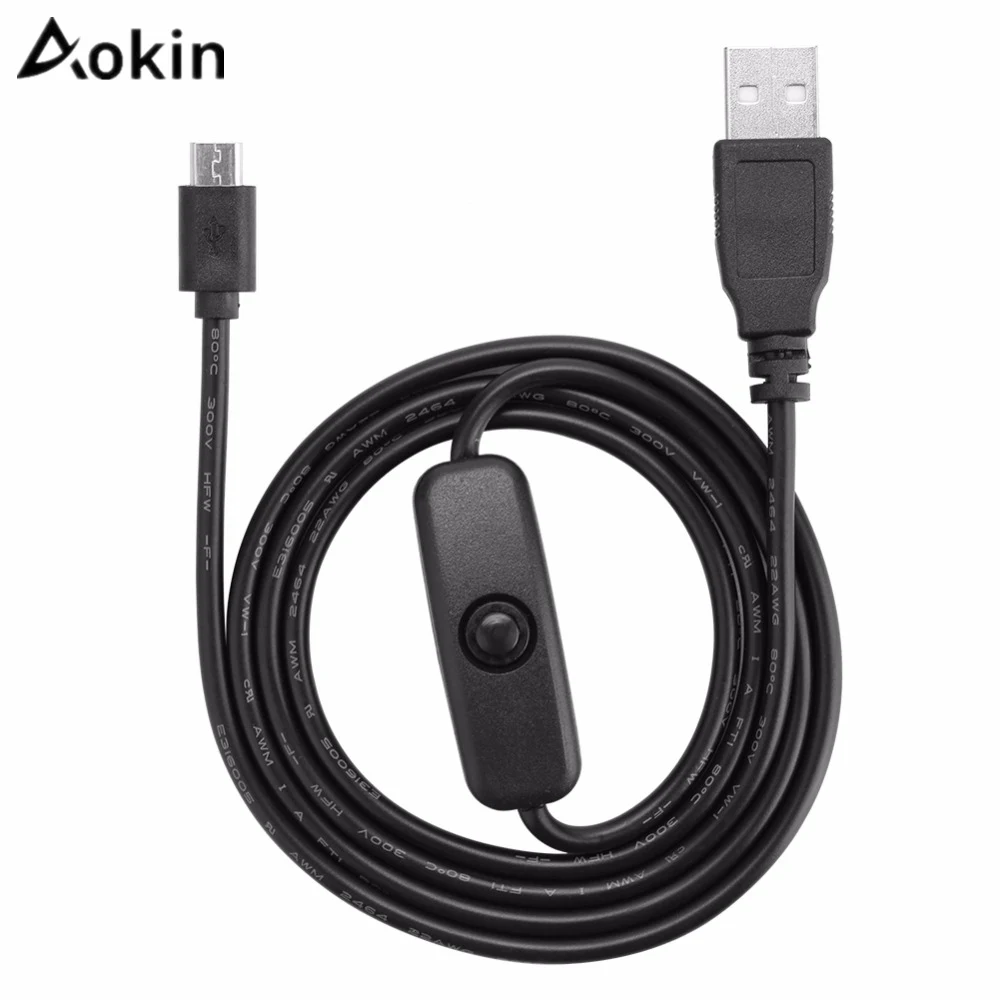 

Aokin For Raspberry Pi Micro USB Cable With ON / OFF Switch USB TO DC Power Cable For Raspberry Pi 3/2/B/B+/Zero W