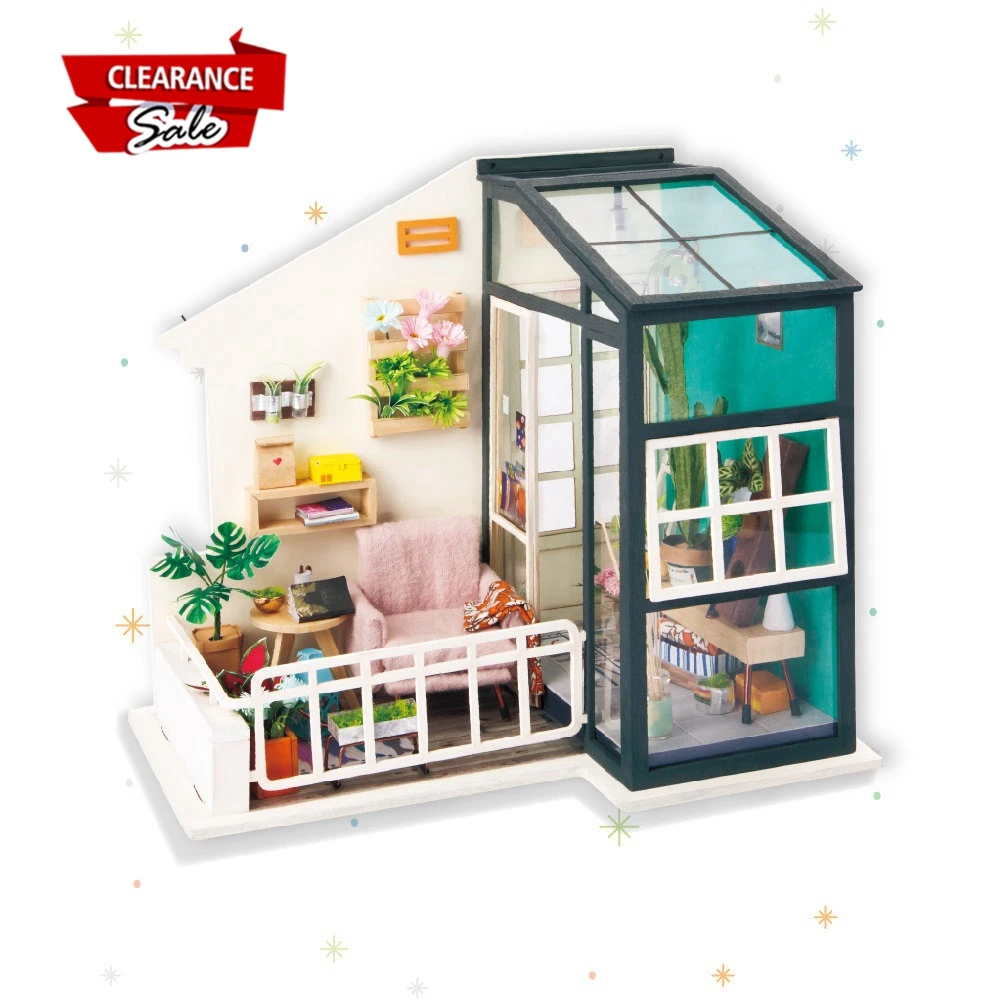 

Europe Buyer Super Deal Robotime DIY Balcony Daydreaming Children Adult Miniature Wooden Doll House Model Dollhouse Toys DGM05