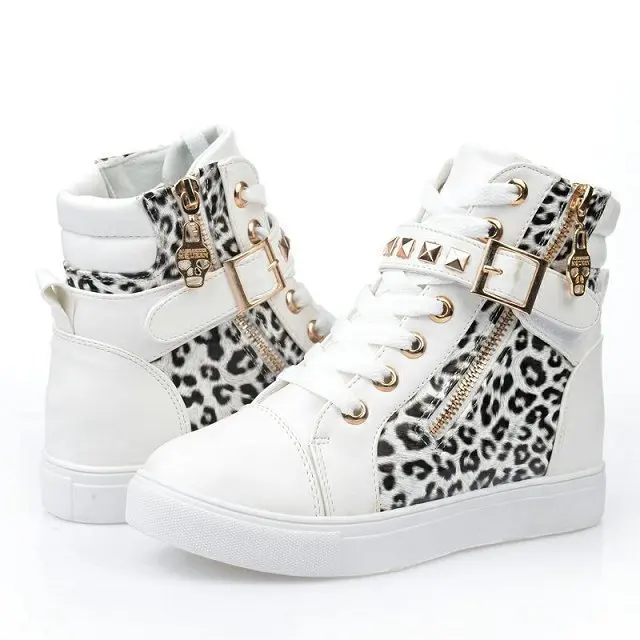Quanzixuan/ботильоны из парусины; Модные женские кроссовки на молнии; коллекция года; повседневная женская обувь; удобные брендовые кроссовки; женская обувь на плоской подошве - Цвет: White leopard
