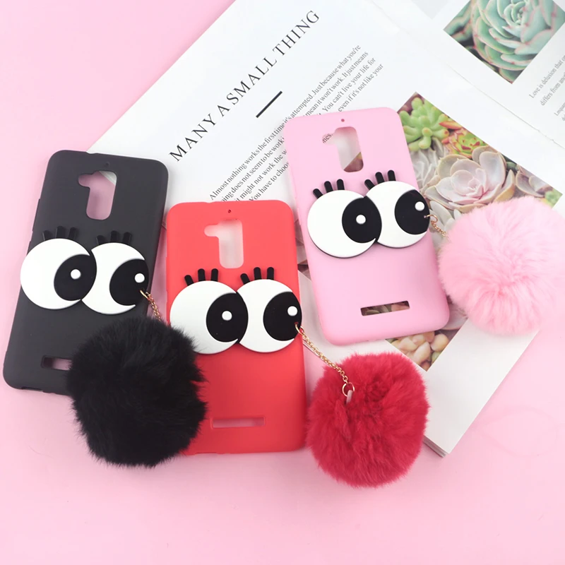 

3D Cartoon Hard Big Eyes Case For Asus ZC520TL Rabbit Fur Fluffy Ball Fuzzy Case For Asus Zenfone 3 Max ZC520TL 5.2" TPU Cover