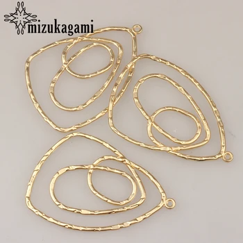 

6pcs/lot 60*40mm Zinc Alloy Gold Geometric Hollow Water Drop Charms Linker Connector For DIY Exaggerated Earrings Accessories
